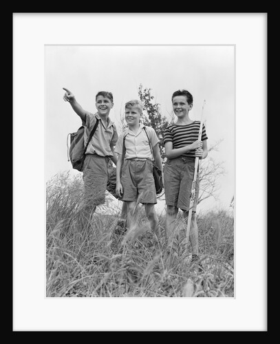 1940s Three Boys Hiking Field by Anonymous