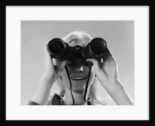 1960s Woman Looking Through Binoculars by Anonymous