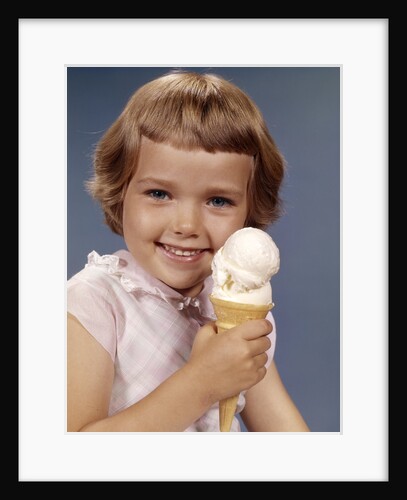1960s Retro Girl Ice Cream Cone Smile by Anonymous