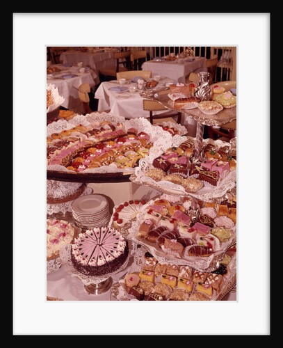 1950s 1960s Dessert Buffet Pastries Petit Fours Pink Sweet Cakes by Anonymous