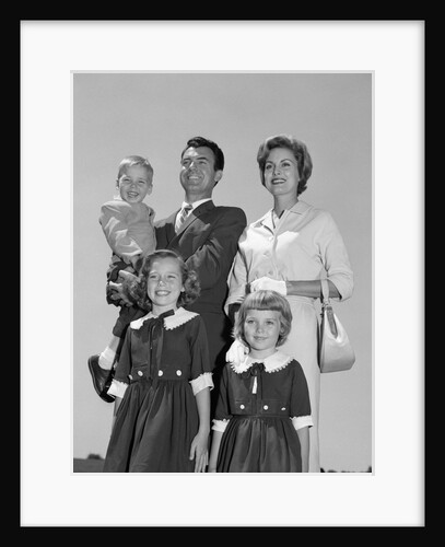 1960s Portrait Family Father Mother Two Daughters Son Standing Together Outdoors by Anonymous