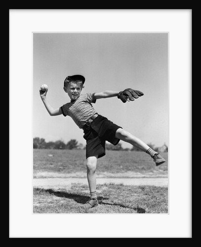 1930s Boy Pitching Throwing Baseball by Anonymous