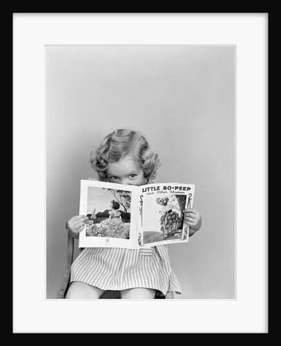1940s Little Girl Peeking Over Top Of Little Bo-Peep Nursery Rhyme Book by Anonymous
