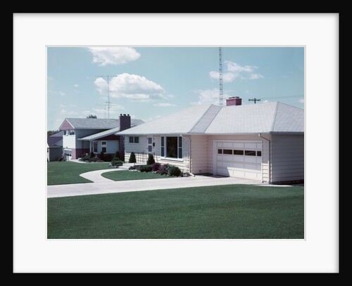 1950s Suburban Single Family House Driveway Garage by Anonymous