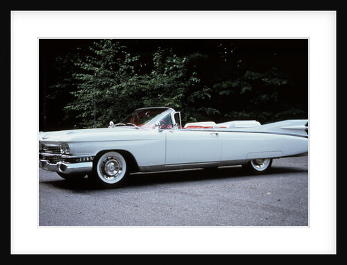 1959 White Cadillac Eldorado Biarritz Convertible Automobile Side View by Anonymous