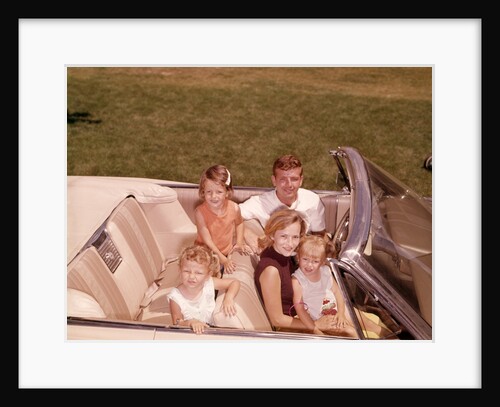 1960s 1970s Family Sitting In Open White Convertible Automobile by Anonymous