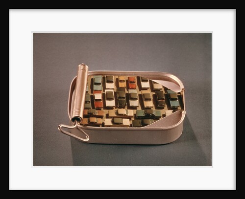 1970s Open Sardine Can Full Cars Automobiles Packed Crowded Parking Lot by Anonymous