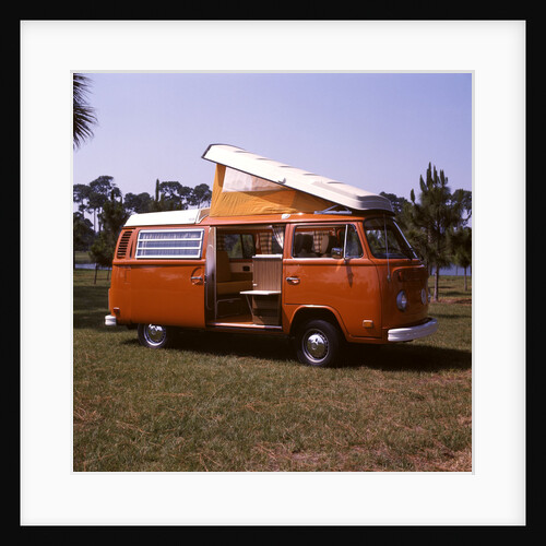 1970s Orange and White Volkswagen Bus Westfalia Motor Home by Anonymous