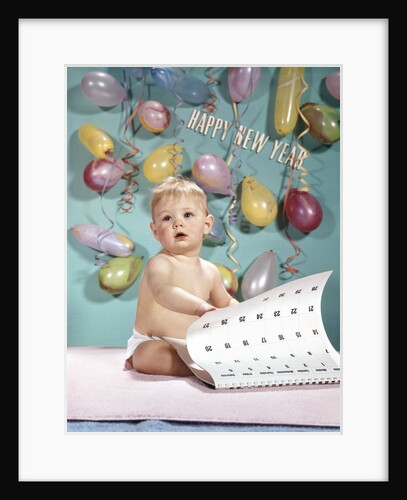 1960s New Year Baby Turning Calendar Page by Anonymous