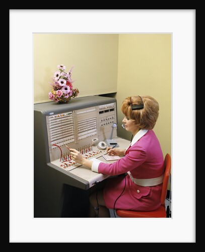 1960s 1970s Office Woman Operator Working At Pbx Telephone Switchboard by Anonymous