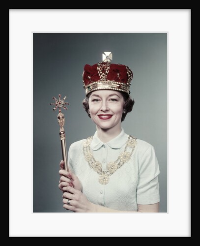 1950s Woman Wearing A Crown Holding A Scepter, Special Queen For Day by Anonymous