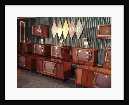 1960s Display Of Color Television Sets For Sale In Department Store by Anonymous