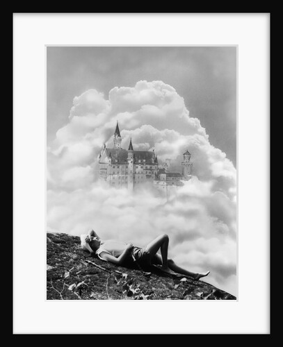 1930s Montage Of Young Woman Dreaming Of A Castle In The Clouds by Anonymous