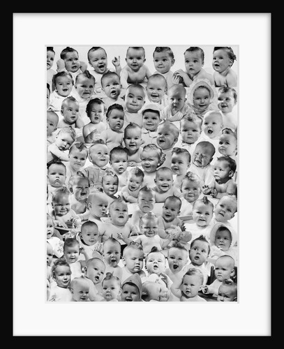 1950s Collage Montage Of Baby Heads With Many Various Happy And Expressions by Anonymous