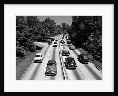 1950s Highway Traffic On Grand Central Parkway Looking East From 188th Street Overpass by Anonymous