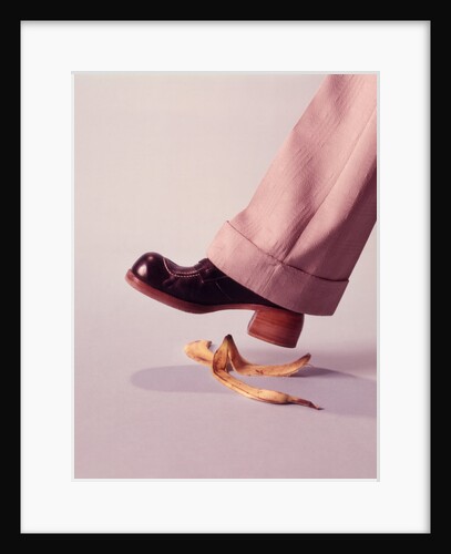 1970s Man About To Slip On Banana Peel by Anonymous
