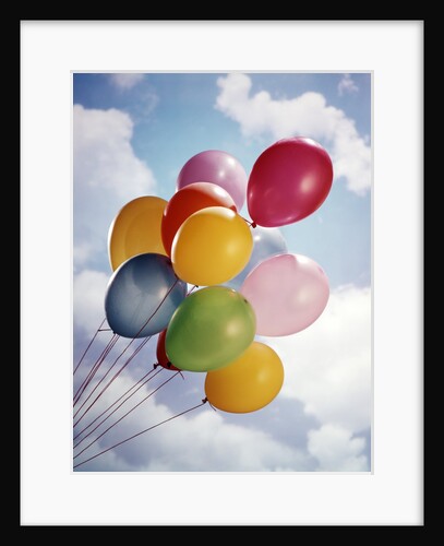 Bunch Of Multicolored Balloons In Blue Sky With White Clouds by Anonymous