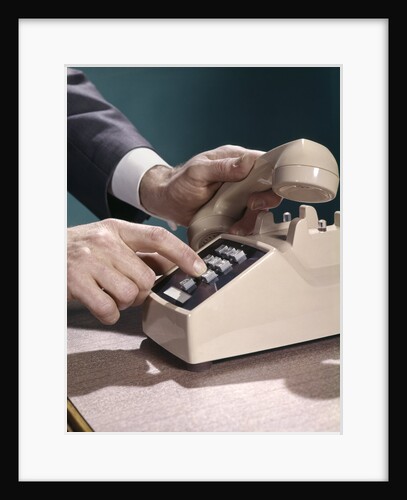 1960s 1970s Man Hands Businessman Salesman Dialing Touch Tone Telephone by Anonymous