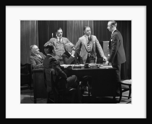 1930s Five Older Businessmen Meeting Around A Desk Listening To A Sixth Younger Man Speak by Anonymous