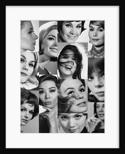1960s 1970s Montage Of Close-Up Portraits Of Women's Heads Eyes Noses Mouths Hair by Anonymous
