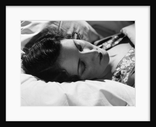 1920s 1930s Brunette Woman Head On Pillow Sleeping Asleep by Anonymous