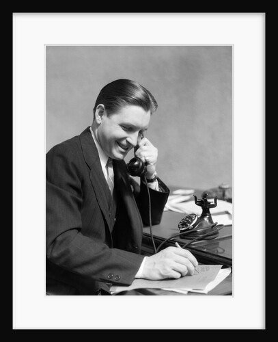 1930s Business Man On Telephone In Office Writing by Anonymous