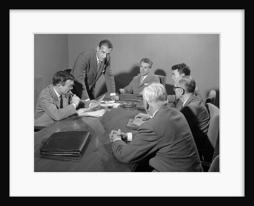 1950s Six Businessmen Executives Around A Conference Table Talking by Anonymous