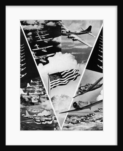 World War II Victory In The Air Montage In Shape Of V American Flag In Center by Anonymous