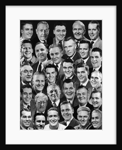 1950s 1960s Montage Of 29 Men's Heads All Are Smiling by Anonymous