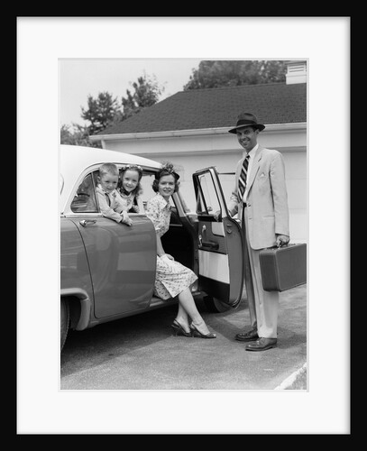 1950s Man Opening Automobile Door For Woman by Anonymous