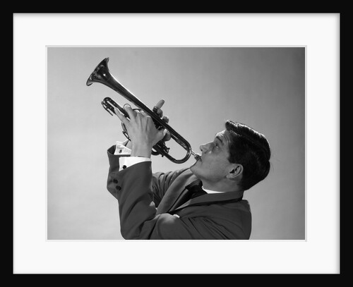 1960s 1970s Man Jazz Musician Playing Trumpet Solo by Anonymous