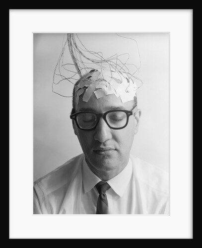 1960s Patient With Wires Taped To Bald Head Testing Brain Waves For Sanity by Anonymous