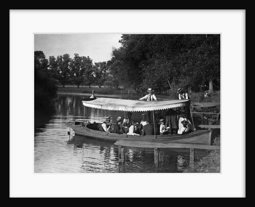1890s 1900s Group In Boat With Canopy Being Pushed Out Into Lake by Anonymous