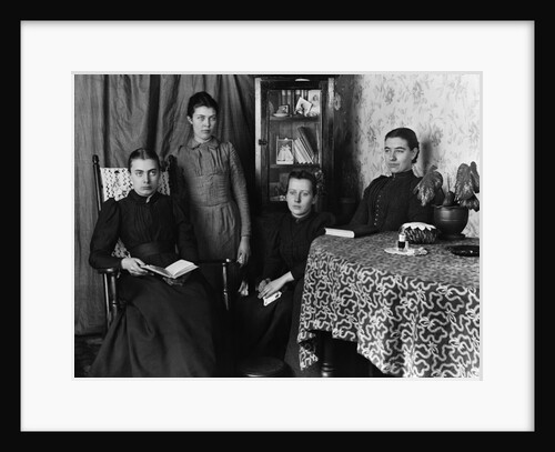 1890s 1900s Four Female Graduate Students Gathered Around Table With Books by Anonymous