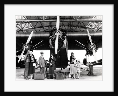 1920s 1930s Passengers Waiting In Front Of Ford Trimotor Airplane by Anonymous