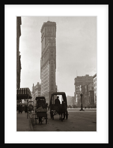1900 New York City With Horse and Wagon In Foreground and Times Building In Background by Anonymous
