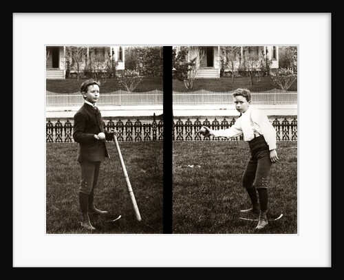 1890s 1900s Two Images Of Boy In Knickers Holding Baseball Bat And Pitching Ball by Anonymous