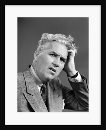 1930s 1940s Man Portrait Hand Held Up To Head by Anonymous