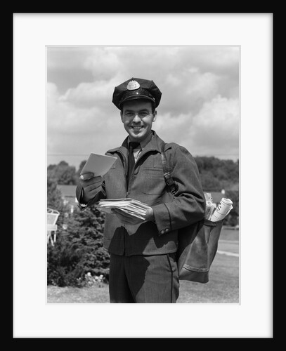 1950s Man Postman Holding Out Letter by Anonymous