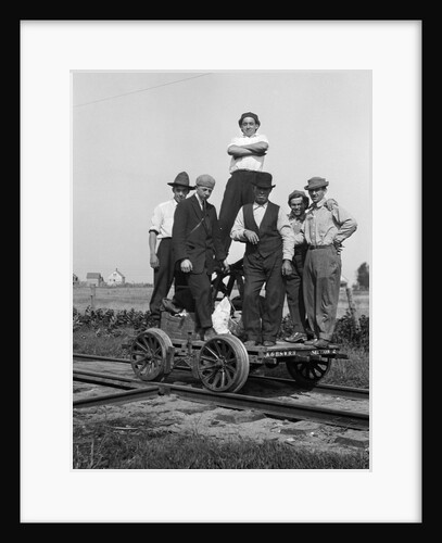 1890s 1900s Portrait Men Railroad Workers Standing On Handcar Outdoor by Anonymous