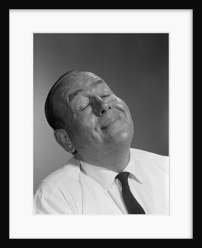 1950s 1960s Happy Balding Man With Expression Of Satisfaction And Eyes Closed by Anonymous