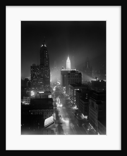 1950s Night Aerial Chicago Illinois Looking Down On Michigan Avenue by Anonymous