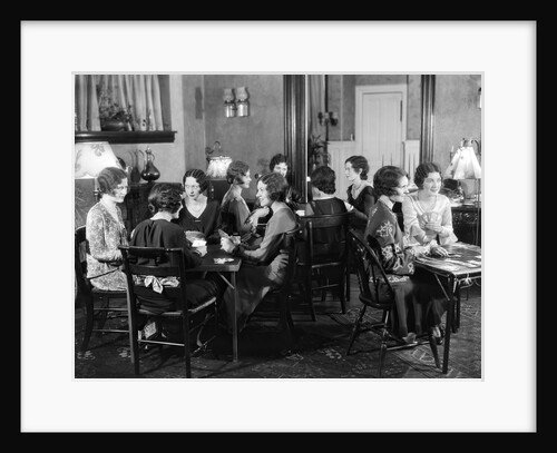 1930s 12 Young Women At Bridge Party In A Living Room Sitting Four To A Table by Anonymous
