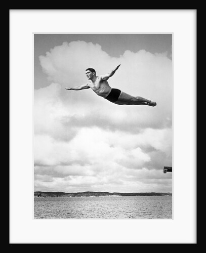 1930s Man Swan Diving From High Diving Board Outdoor by Anonymous