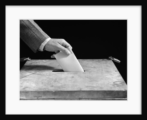 1930s 1940s Male Hand Dropping Paper Ballot In Voting Box by Anonymous