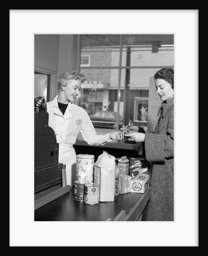 1950s Woman Grocery Store Checkout Female Cashier by Anonymous