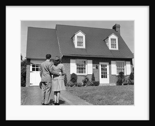 1940s Couple Looking At House by Anonymous
