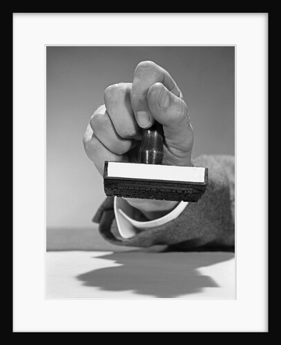 1960s Man Hand Holding Rubber Stamp by Anonymous