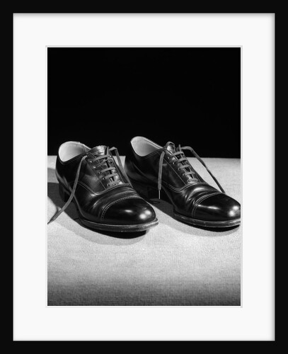 1930s Pair Of Black Lace Up Men's Shoes by Anonymous