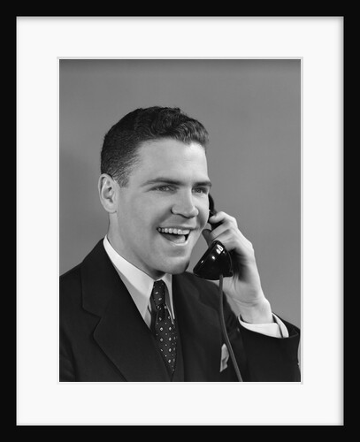 1940s Man Talking On Telephone by Anonymous